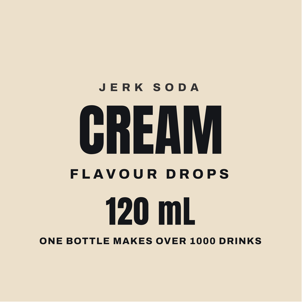 Jerk Soda Cream Flavouring Drops label